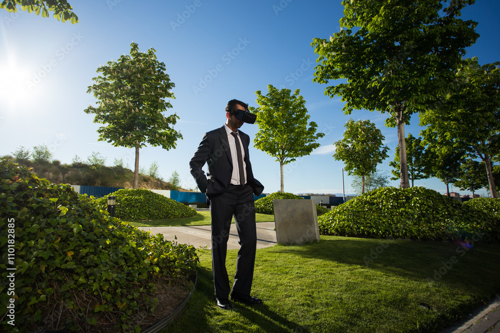 Businessman wearing virtual reality glasses Businessman wearing virtual reality glasses