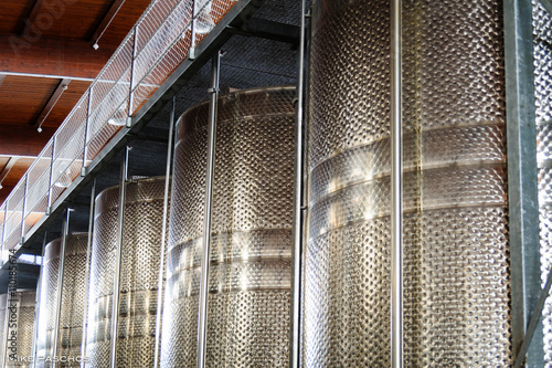 Canvas Print Wine fermentation vinification tanks