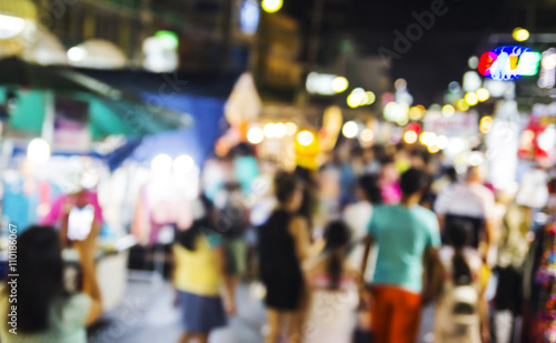 Abstract blurred of Hua Hin night market in thailand