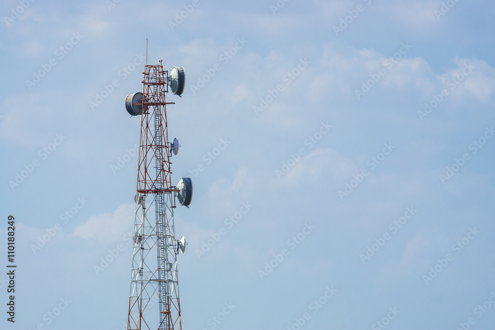 Telecommunication tower with blue sky background. cloudy day. Telecommunication tower with blue sky background. cloudy day.
