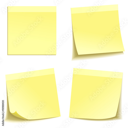 Yellow stick note isolated on white background, Eps 10 vector file.