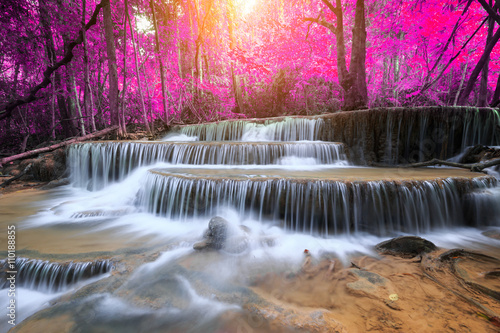 Huay Mae Kamin Waterfall  beautiful waterfall in rainforest  Kanchanaburi province  Thailand