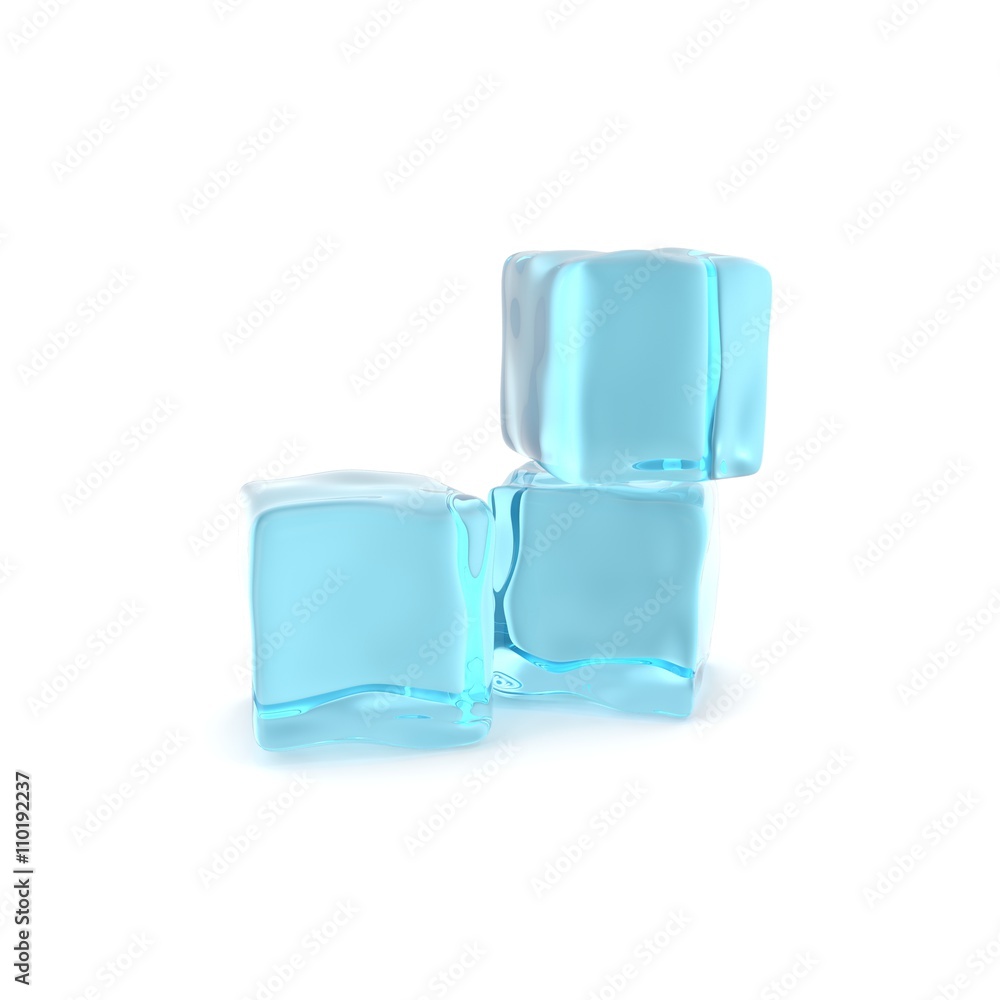 Group of ice cubes isolated on white background. 3d illustration Group of ice cubes isolated on white background. 3d illustration