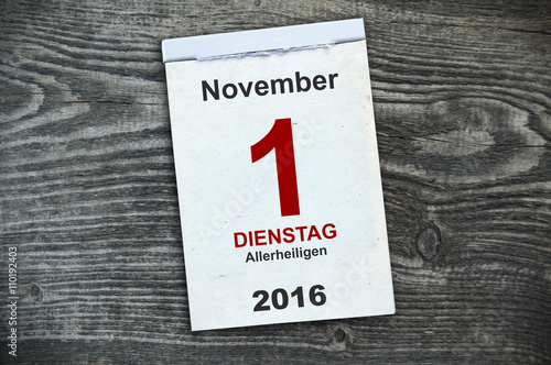 Abreißkalender, Kalender mit Reformationstag und Allerheiligen 2016  photo