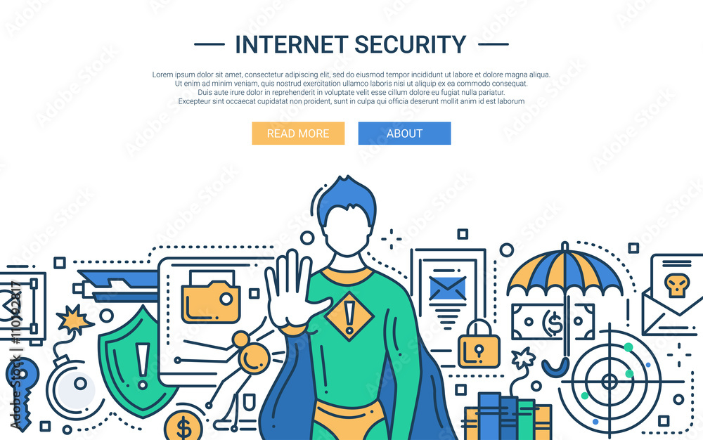 Internet Security - line design website banner Internet Security - line design website banner