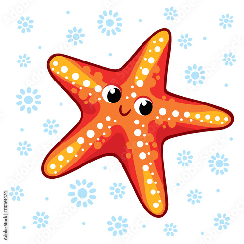 Starfish. Cartoon starfish vector illustration. Sea animal Starfish isolated on a white background. 