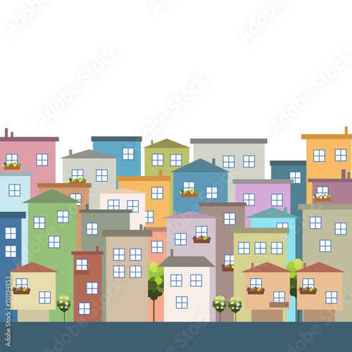 Colorful Houses For Rent / Sale. Real Estate Concept