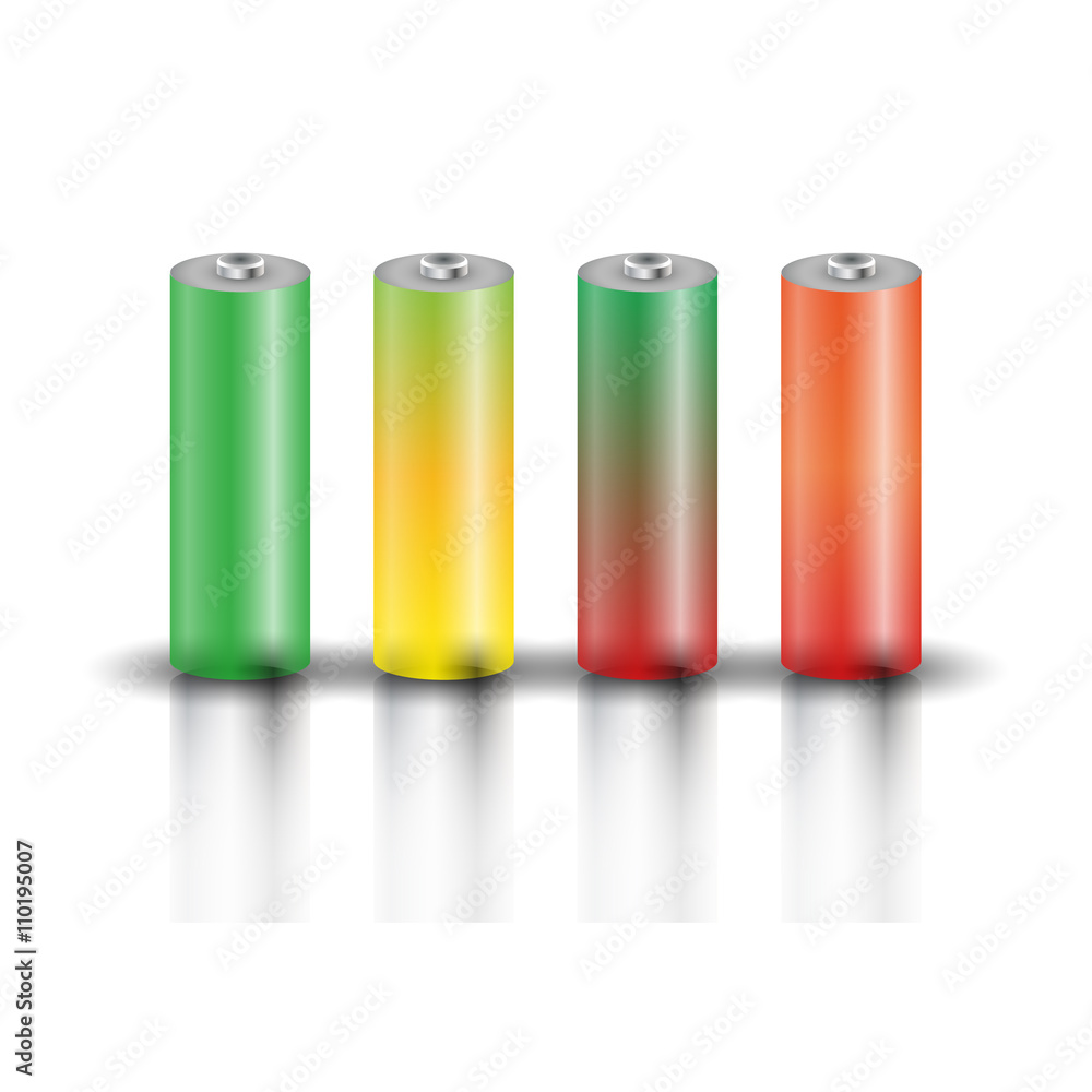 A set of batteries, vector illustration. A set of batteries, vector illustration.