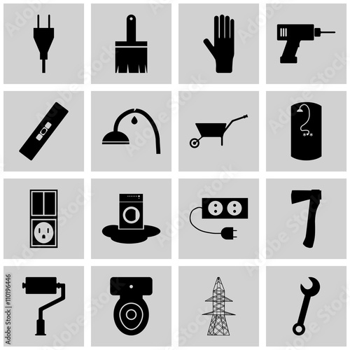 Icon set mending/ Vector mending Icons gray, square, photo