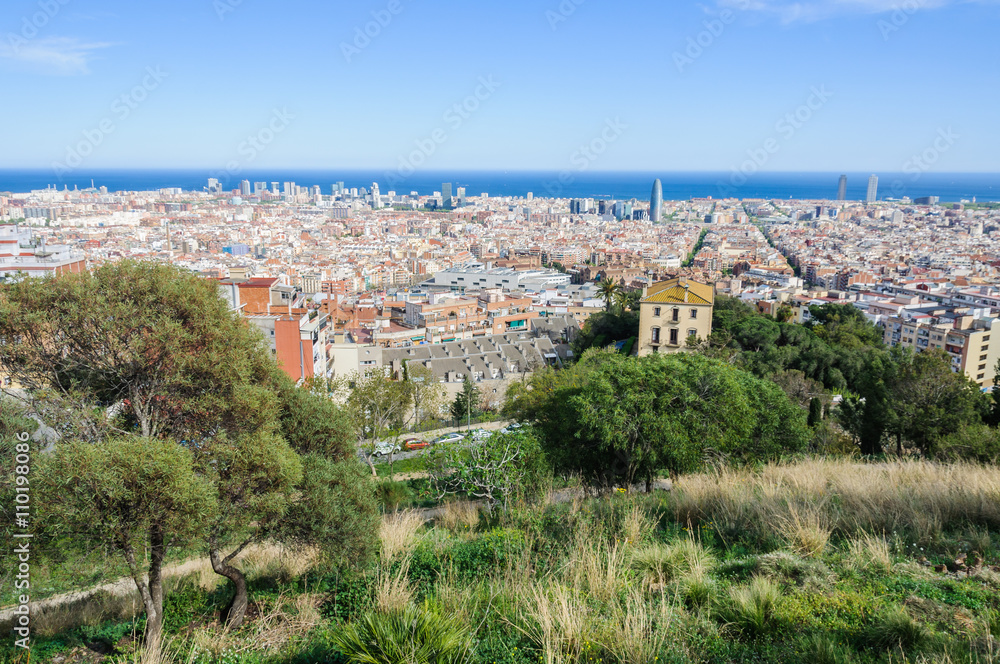 Skyline of the city in Barcelona, Spain