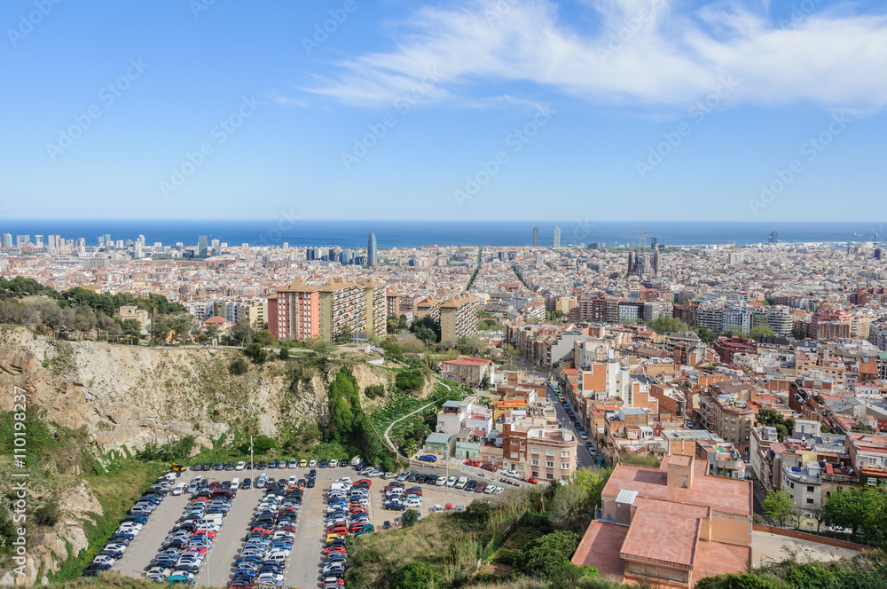 Panorama from Turo del Rovira in Barcelona, Spain