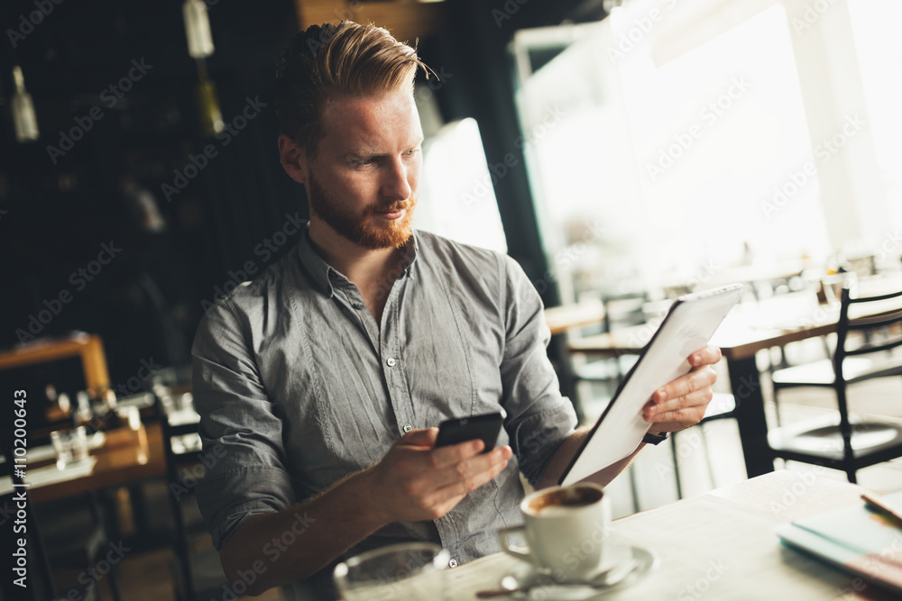 Businessman constantly working Businessman constantly working