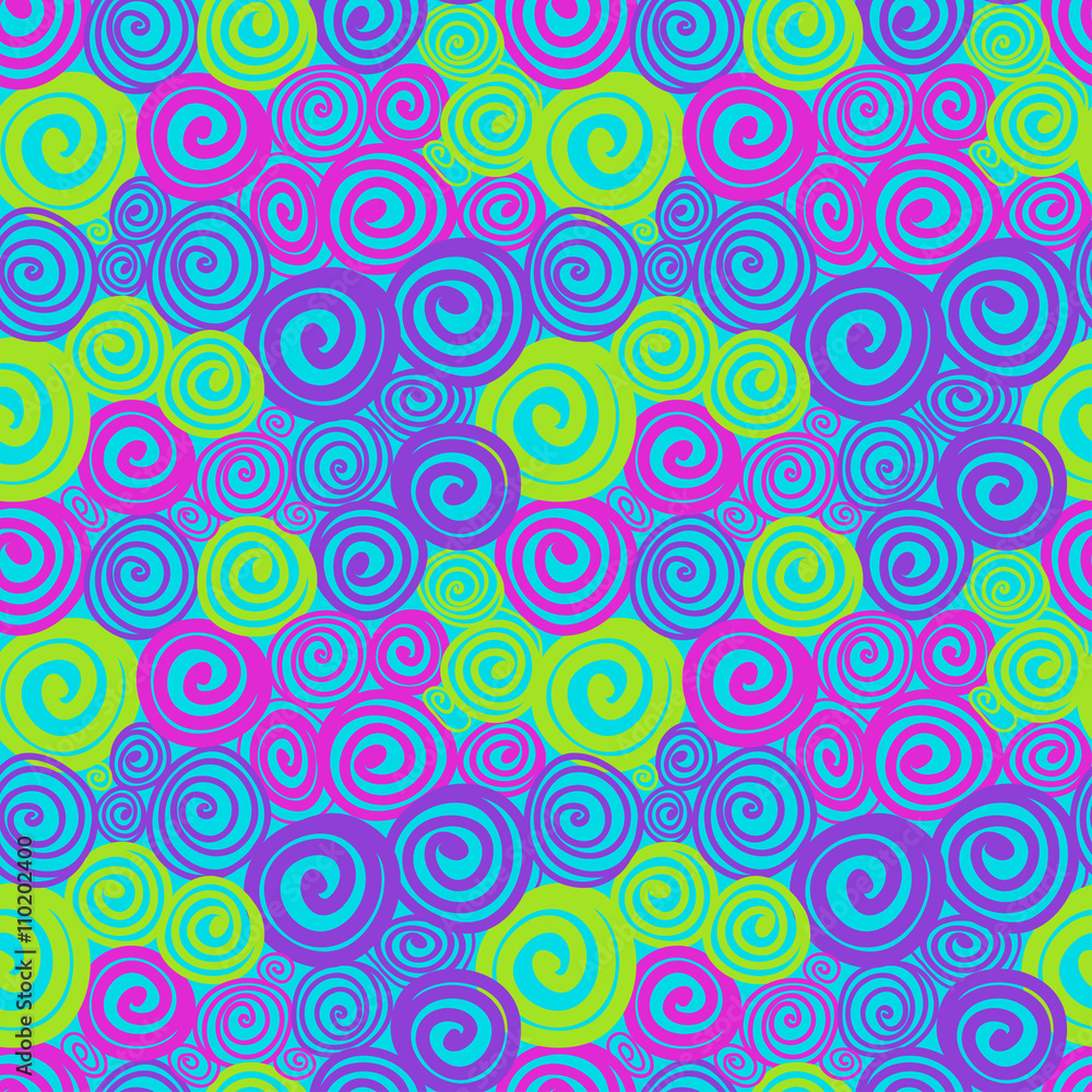 bright swirling pattern of colored circles yellow purple 
