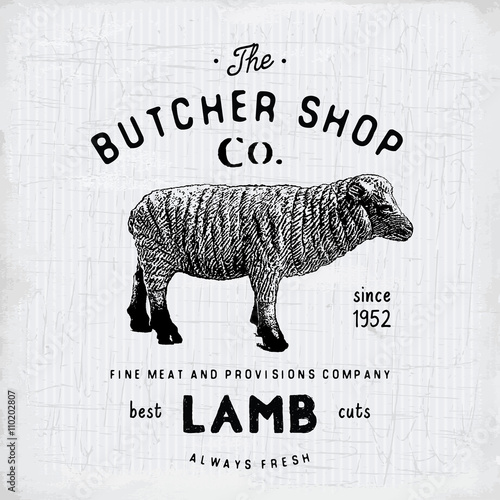 Butcher Shop vintage emblem lamb meat products, butchery Logo template retro style. Vintage Design for Logotype, Label, Badge and brand design. vector illustration