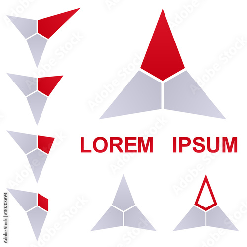 Red and grey triangle logo set