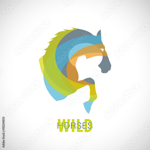 Fototapeta Naklejka Na Ścianę i Meble -  Wild Horse colorful logo