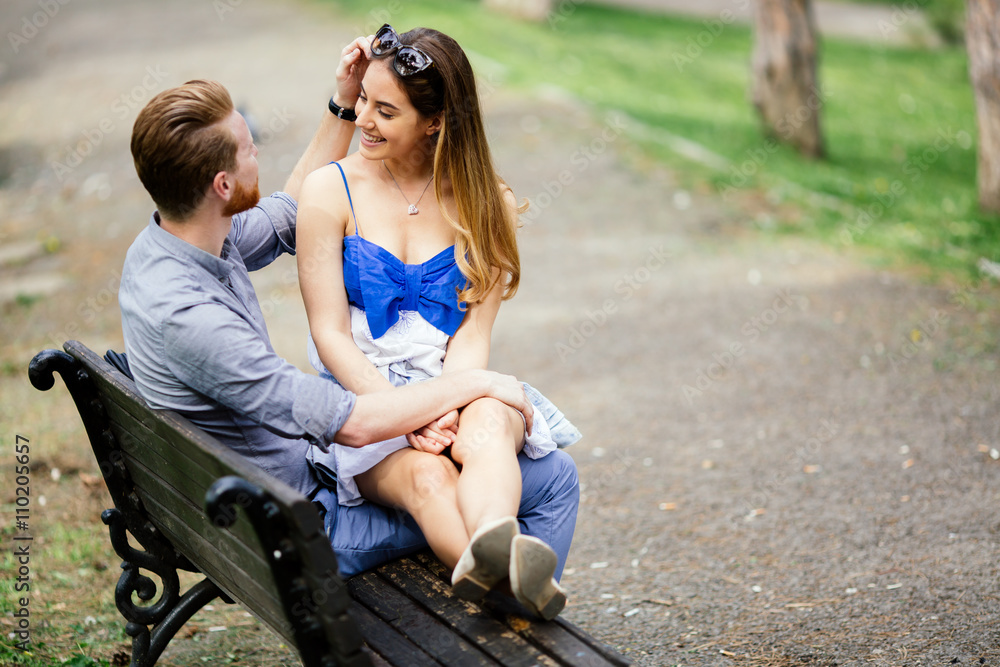 Romantic couple in park