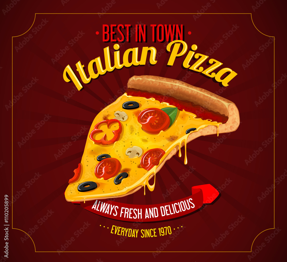 Italian Pizza retro poster background. for restaurant illustrati Stock  Vector | Adobe Stock