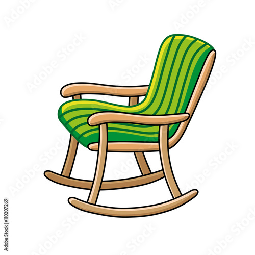 Green rocking chair.