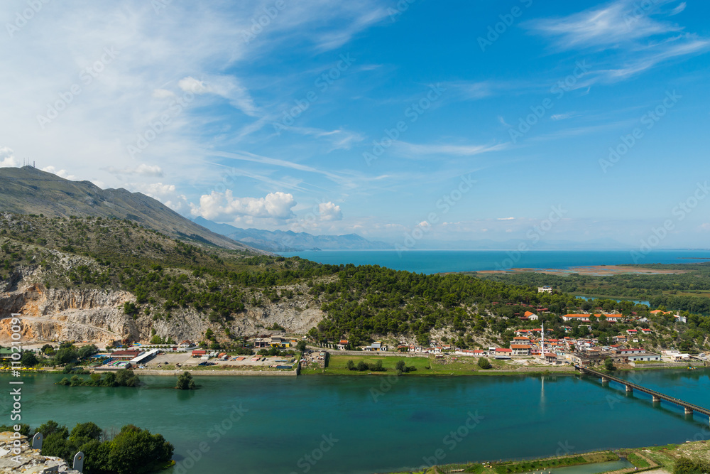 View near Shkodar city from Rozafa Castle, Albania