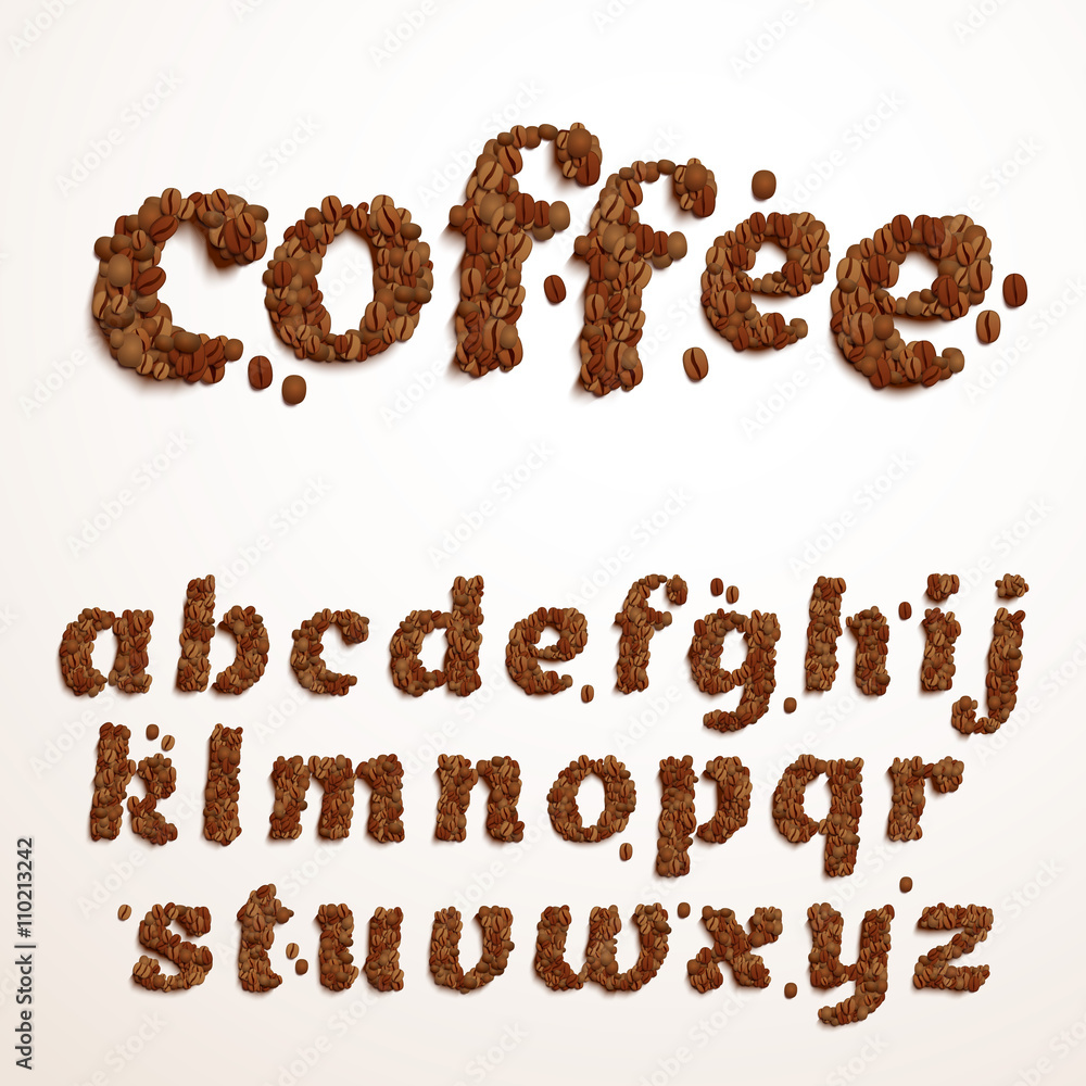 Vector sand made of coffee beans. Realistic characters style. Vector sand made of coffee beans. Realistic characters style.