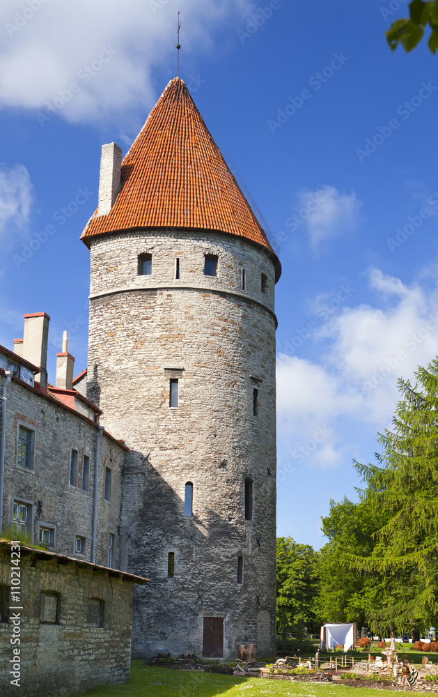 Medieval tower - part of the city wall. Tallinn, Estonia
