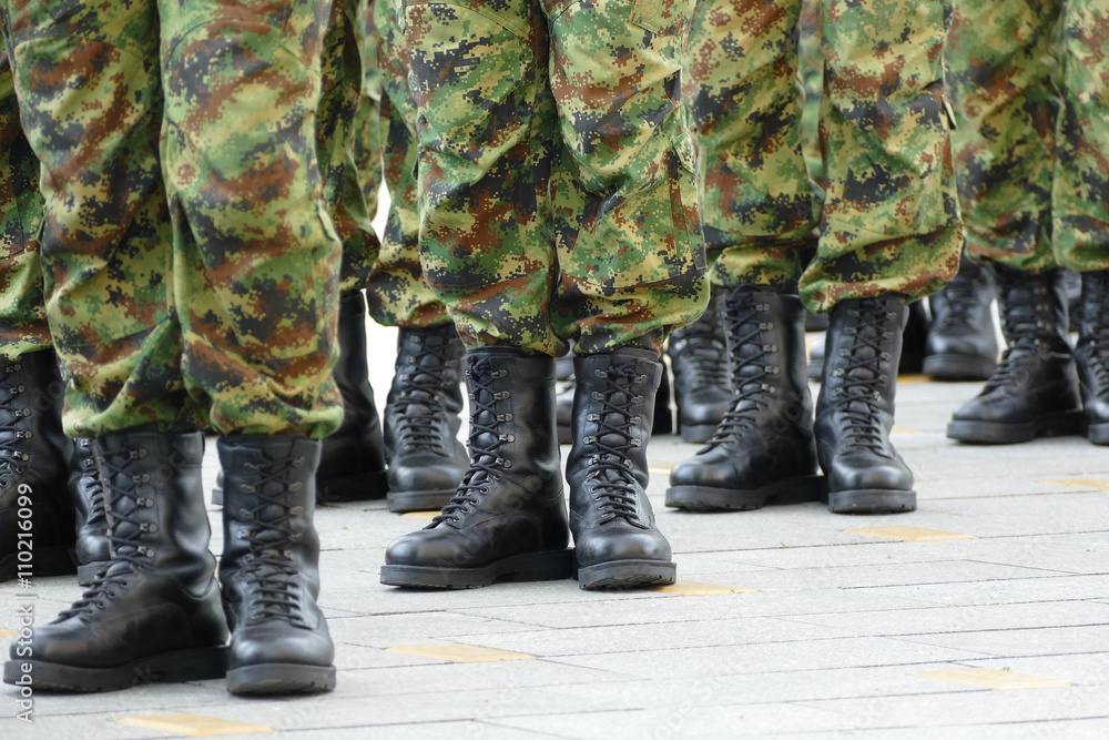 Military, Soldiers standing in line Military, Soldiers standing in line