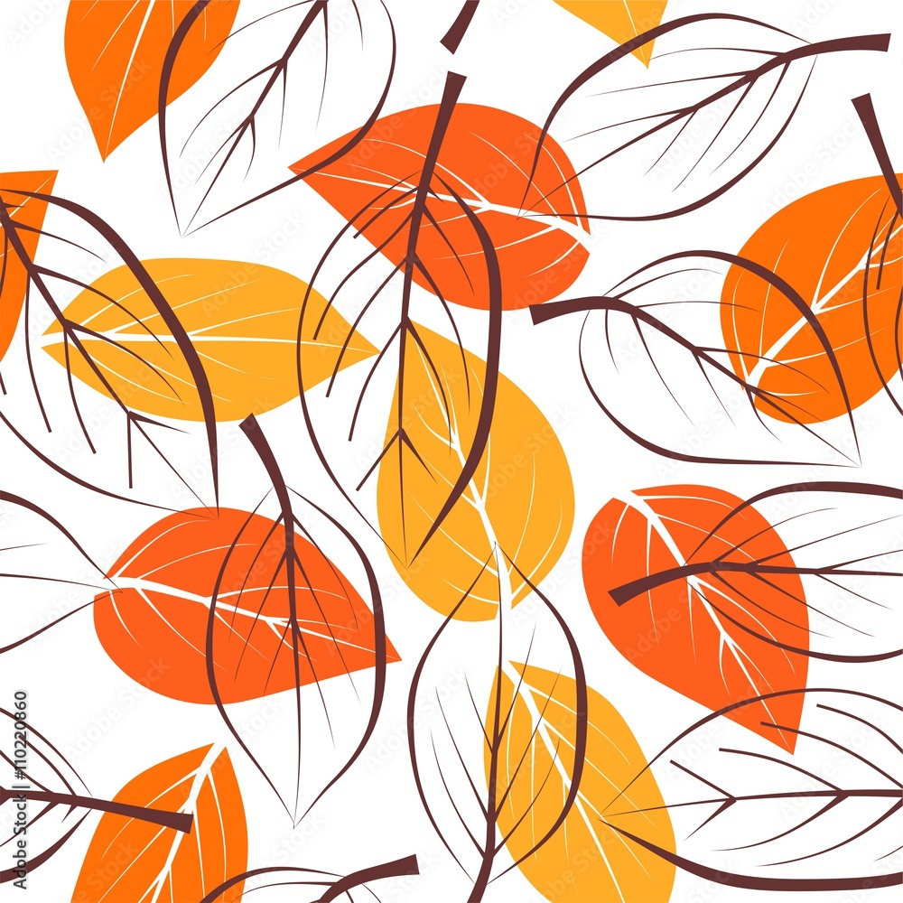 Seamless pattern with autumn leaves on white background Seamless pattern with autumn leaves on white background