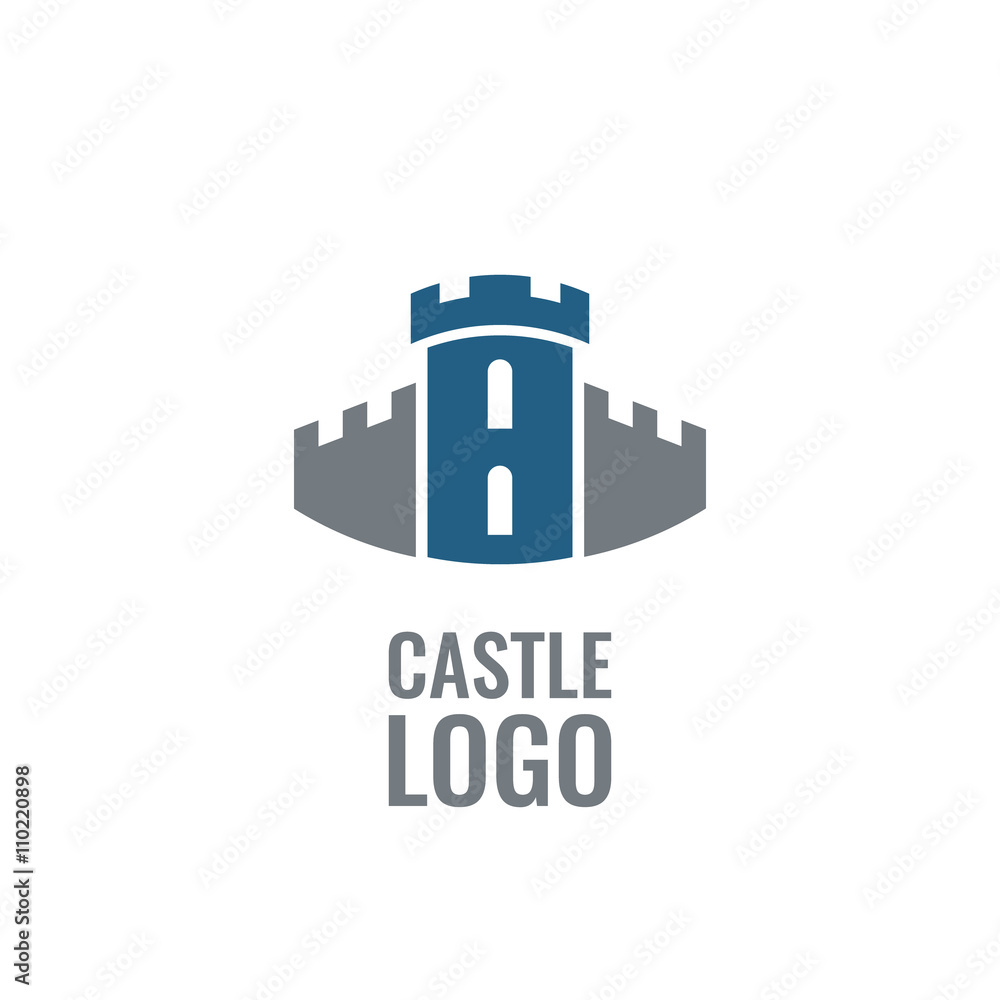 Castle, fortress vector logo. Tower architecture icon. 