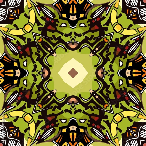 Seamless pattern with muzzles of fantastic creatures. Vector illustration