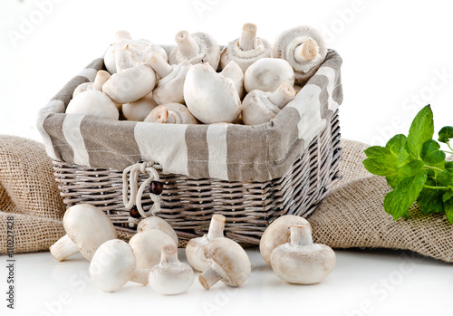 mushrooms in basket