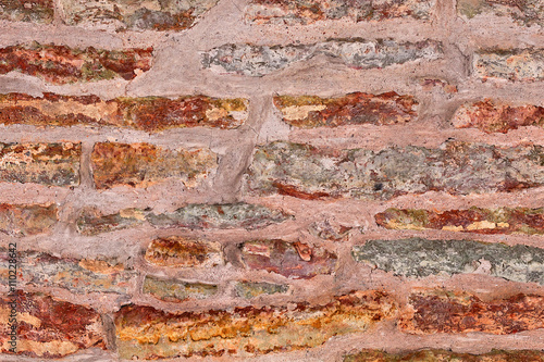 Old brick wall. applied color and lighting effects for textured background. 