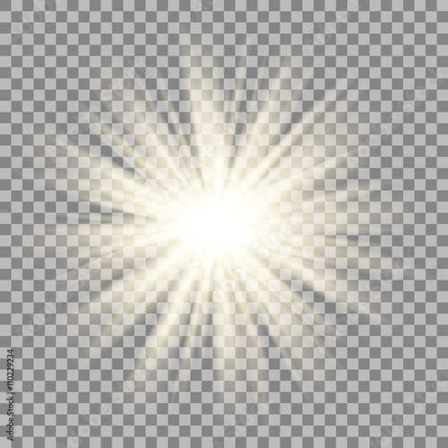 фотографія Sun rays on transparent background. Star flare effect. Vector.