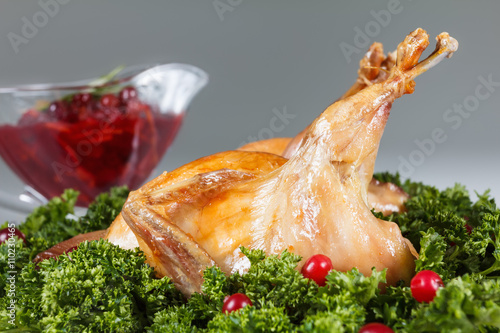 Carcasses of quail roasted ...
