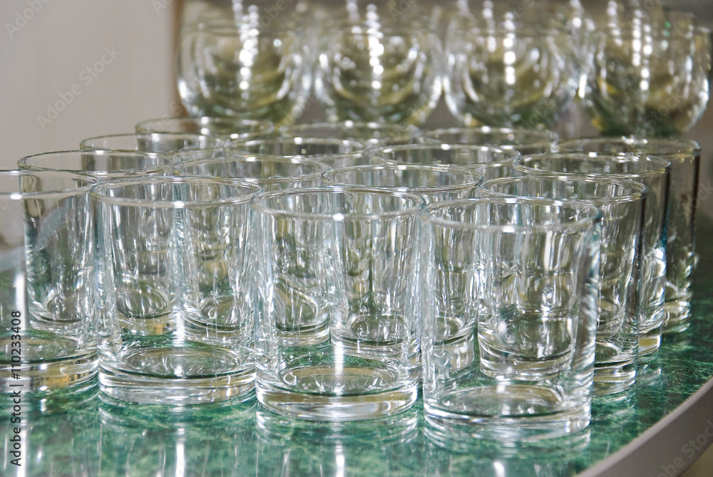 Empty glasses on the bar Empty glasses on the bar