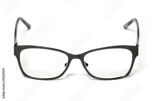 Black-framed glasses isolated on a white background