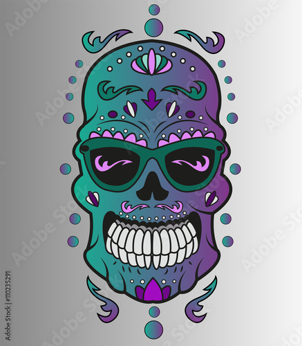 Colored decorated skull vector, teschio colorato decorato vettoriale