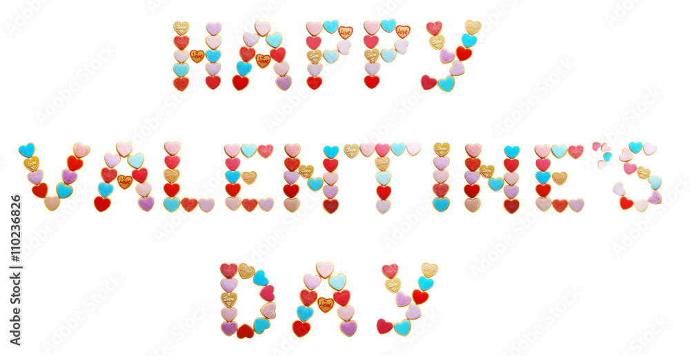 Cookies inscription Happy Valentine's Day, isolated on white