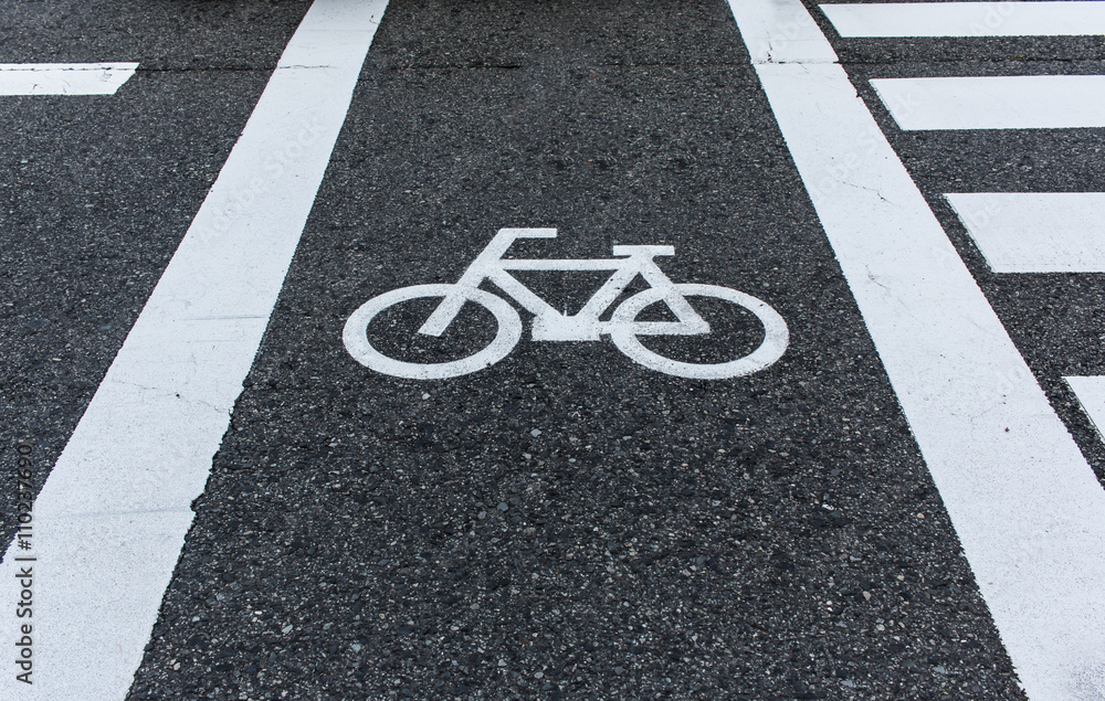 Obraz premium Bicycle road sign on the road