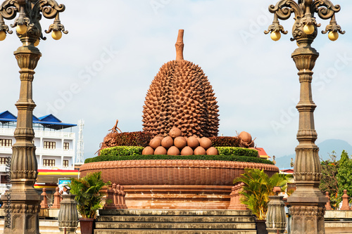 statue of durian in Kampot, Cambodia photo