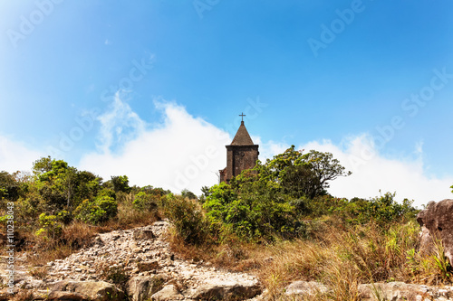 Abandoned christian church on top of Bokor mountain in Preah Monivong national park, Kampot, Cambodia
