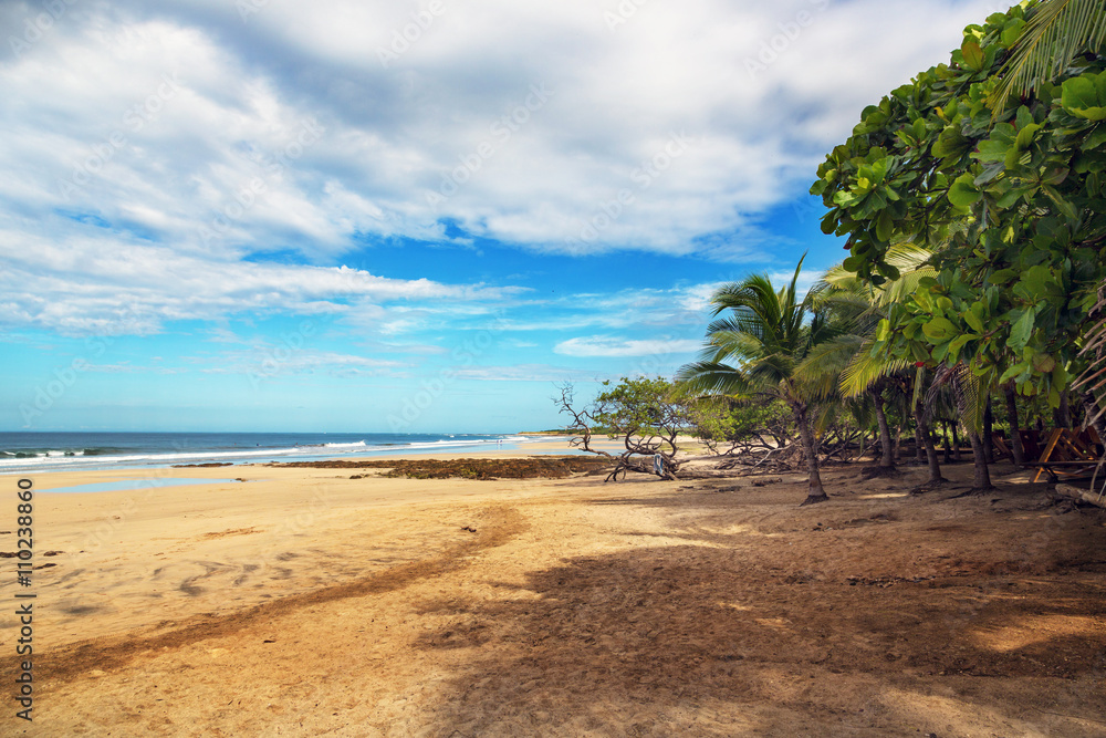 Beautiful blue sea in a sunny day in Costa Rica northern beaches, central america