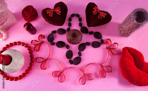 Set of decorative romantic ornaments. photo