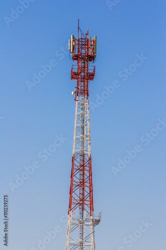 Red and White Telecommunication tower