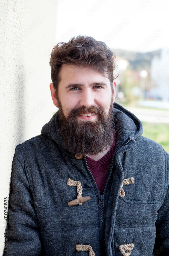 Casual hipster man with long beard Casual hipster man with long beard