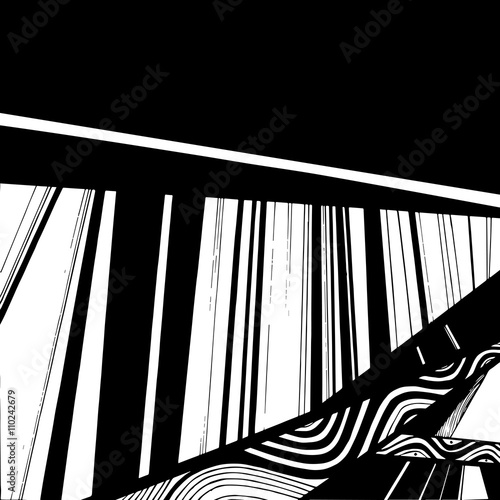 Abstract geometric background, monochrome ink drawing