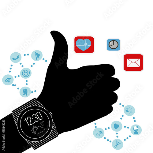 smart Watch vector in black and white color backdrop