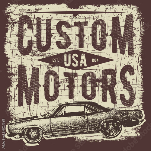 T-shirt typography design, retro car vector, printing graphics, typographic vector illustration, vintage car graphic design for label or t-shirt print, Badge, Applique