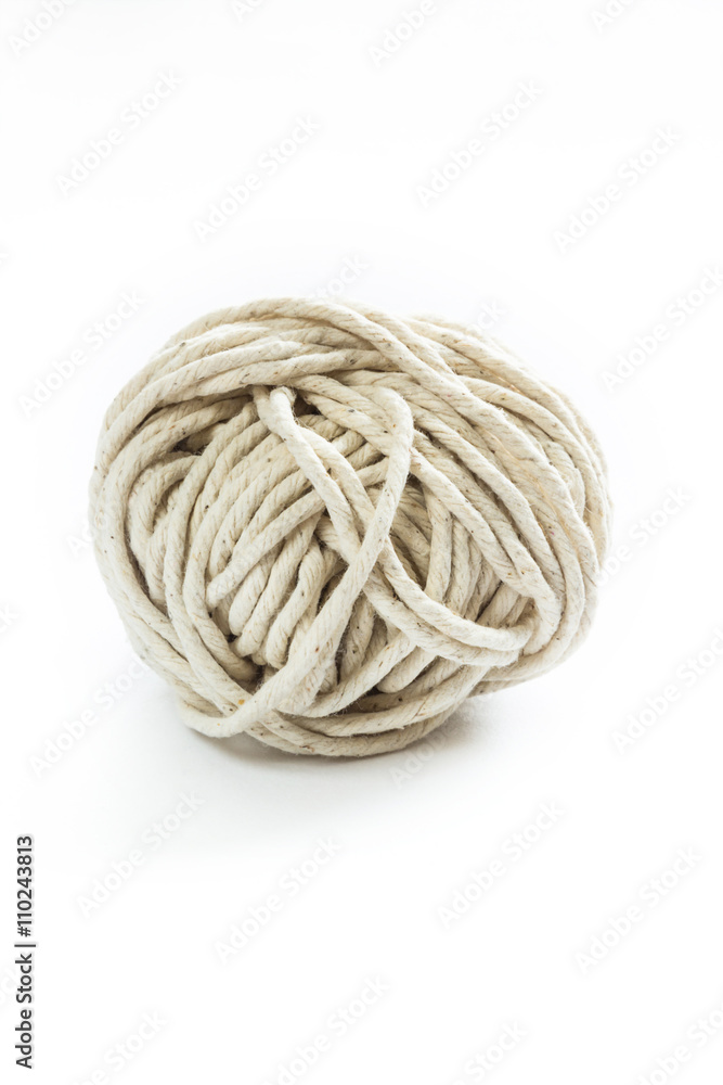Ball of string on a white background