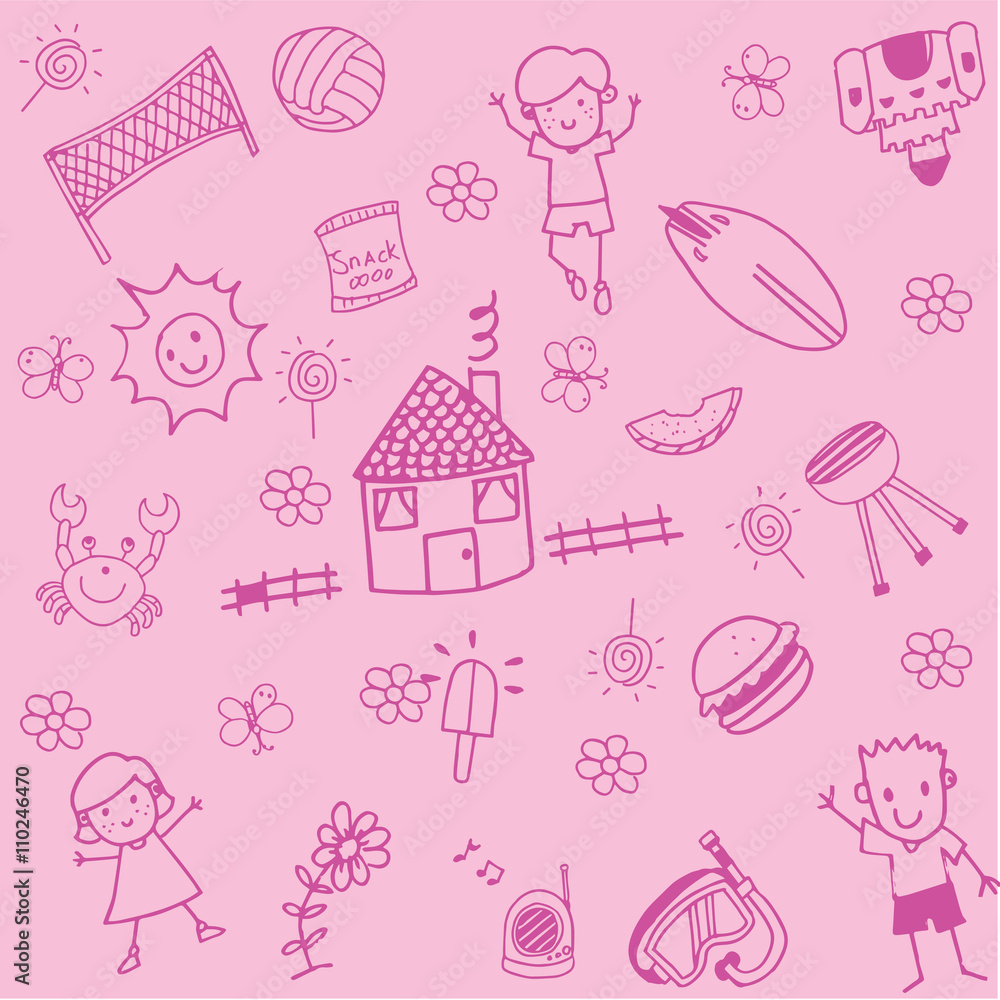 child drawing doodle set holiday